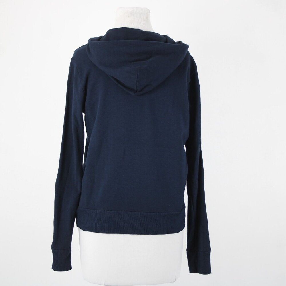Monrow Sz S Navy White Stripe Embossed Stars Sleeve Cotton Blend Hooded Sweater - Picture 10 of 16